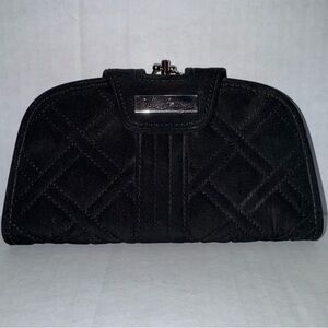 Vera Bradley Kiss n Snap Wallet Classic Black Quilted Double Kiss Lock Clutch